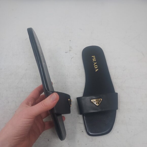 Prada Black Triangle Logo Slide Sandal - Picture 3 of 11